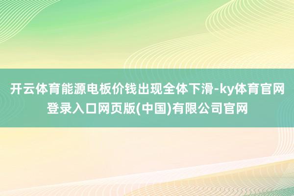 开云体育能源电板价钱出现全体下滑-ky体育官网登录入口网页版(中国)有限公司官网