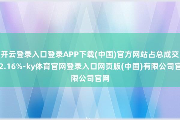 开云登录入口登录APP下载(中国)官方网站占总成交额2.16%-ky体育官网登录入口网页版(中国)有限公司官网